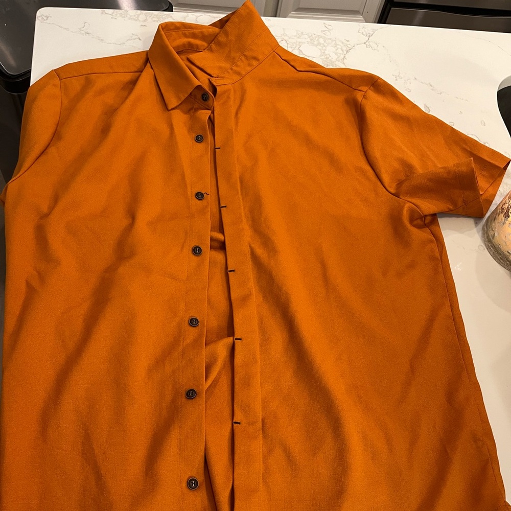 Burnt orange button down shirt